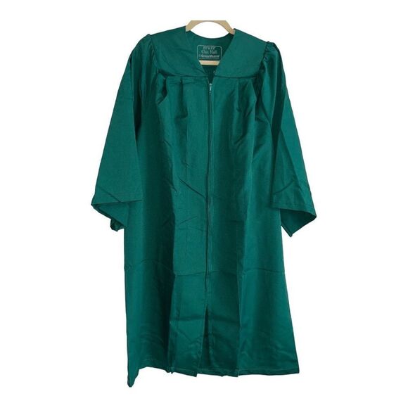 Green Graduation Gown Zip Oak Hall 5'0"- 5'2"  Theater Halloween Costume Cosplay - Picture 1 of 3